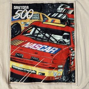 NASCAR Racing Graphic T-Shirt XXL Beige Freeze Brand Double Sided Car Print